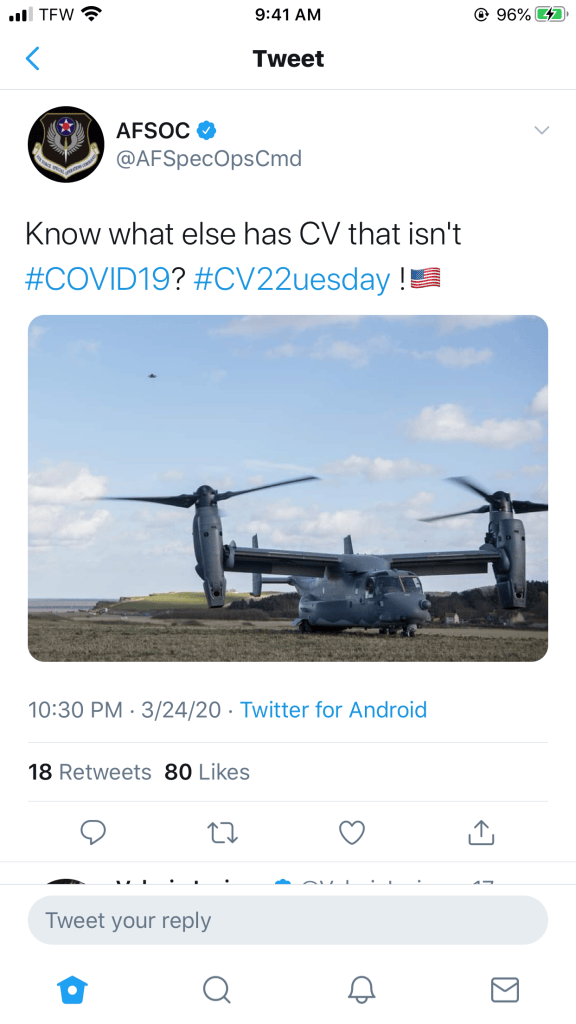 AFSOC deletes COVID-19 related Tweet causing minor social media ruckus