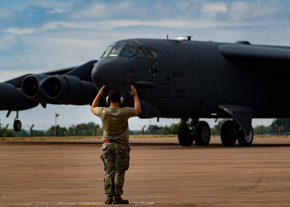 B-52s flying bomber task force missions over Europe