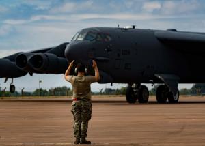 B-52s flying bomber task force missions over Europe