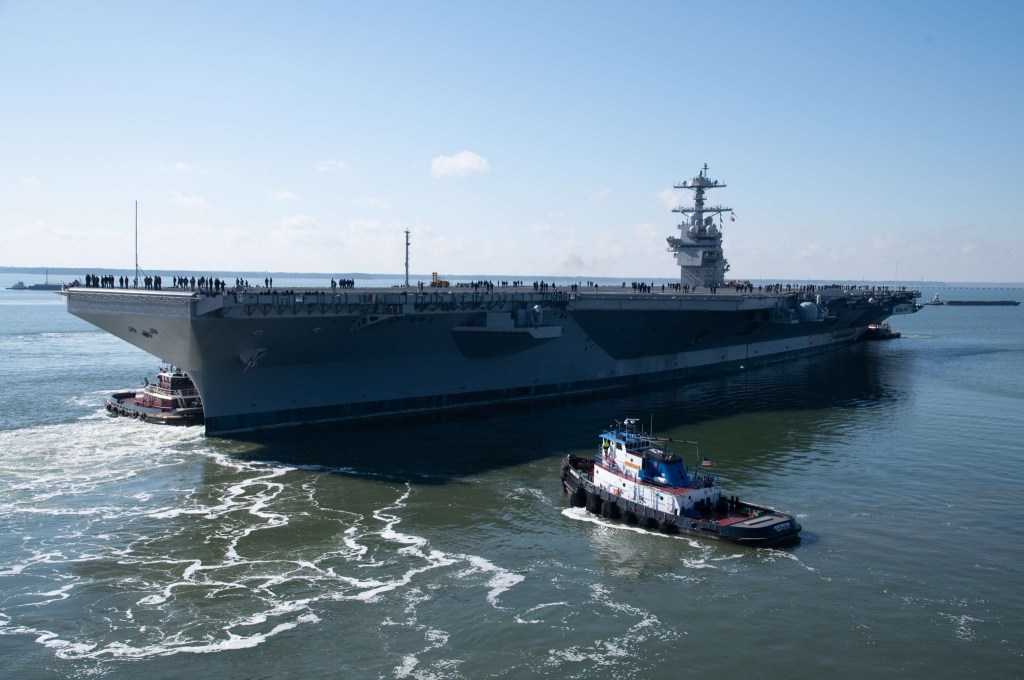 Newest Ford-class carrier USS John F. Kennedy heads to sea for testing
