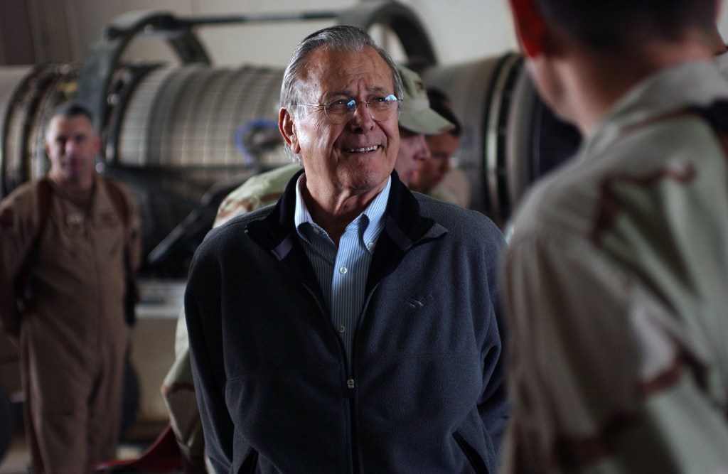 This is what Donald Rumsfeld wants inscribed on his gravestone