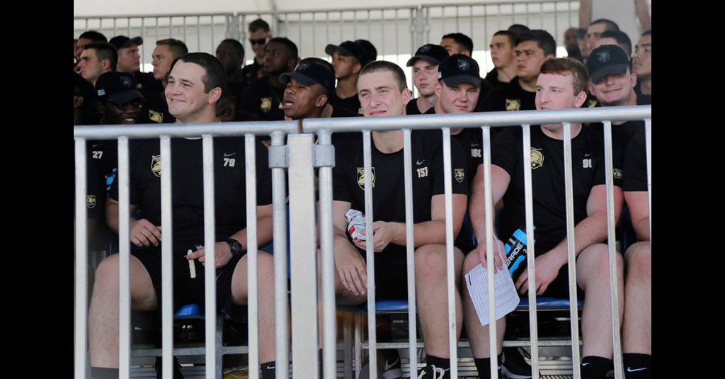 Coaches and Army football team attend New York Giants practice