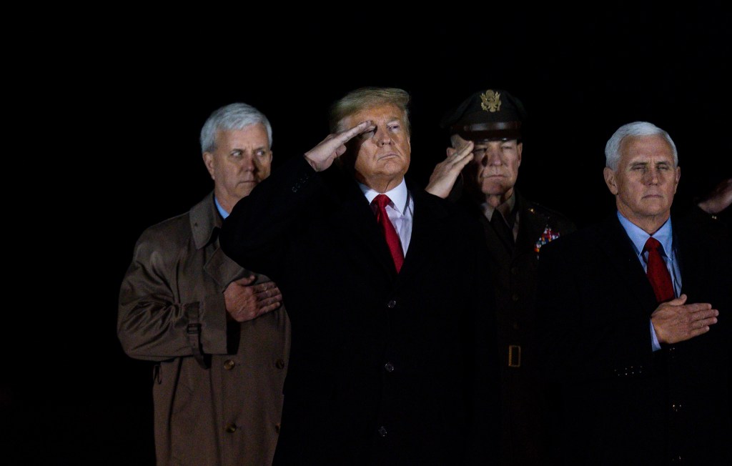 Trump, Pence and McConville attend dignified transfer of 2 troops killed in Afghanistan
