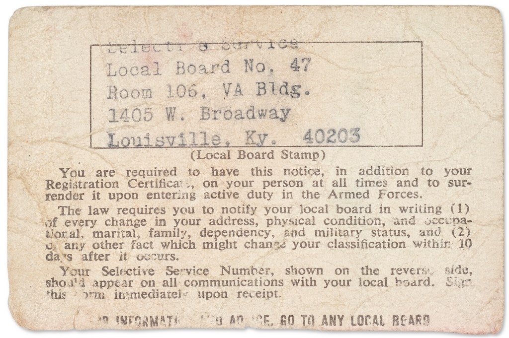 Muhammad Ali’s unsigned Vietnam draft card heads to auction