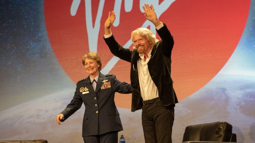 ‘Screw it, just do it’: Richard Branson addresses airmen, pushes space cargo operations
