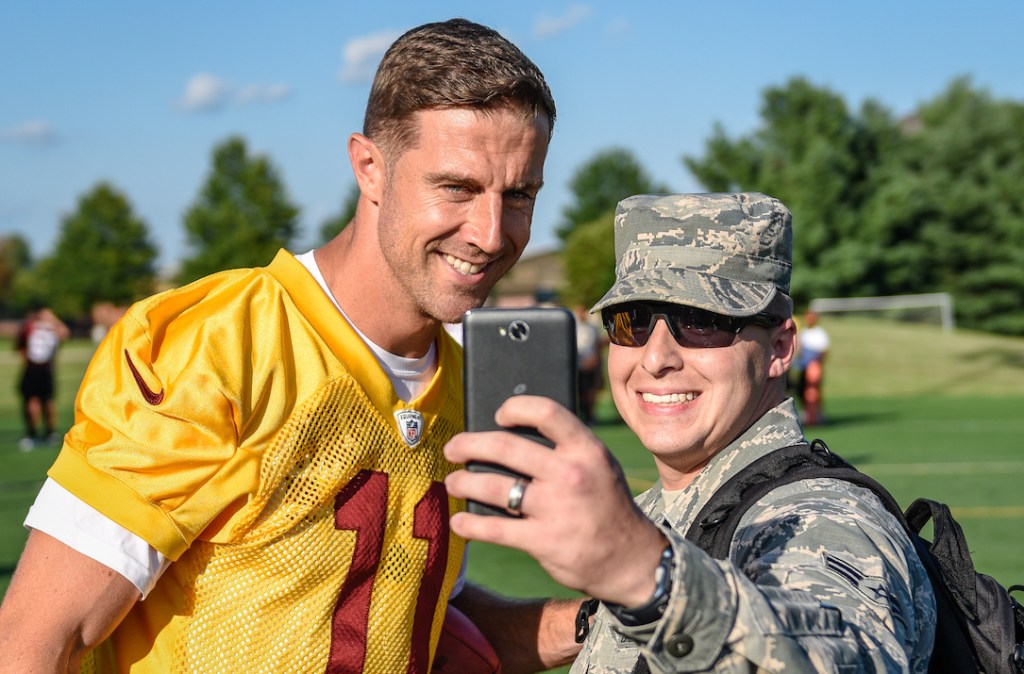 Washington Redskins take practice to Air Force base, spend the day with troops