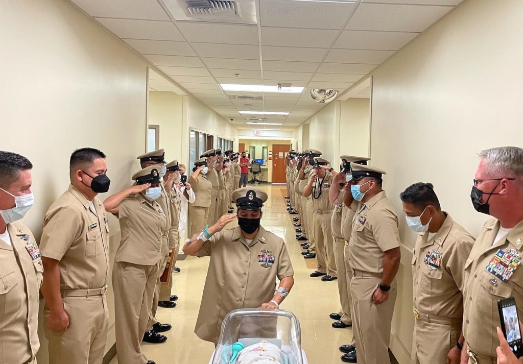 Chief select gives birth. Chiefs mess pins her at the hospital