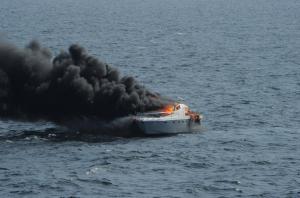 Navy:  Warship Ross rushes to rescue mariners from burning boat