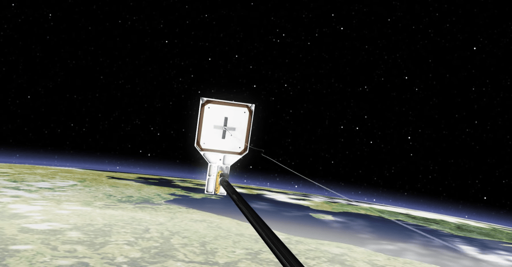 Satellite launches harpoon to catch debris in orbit