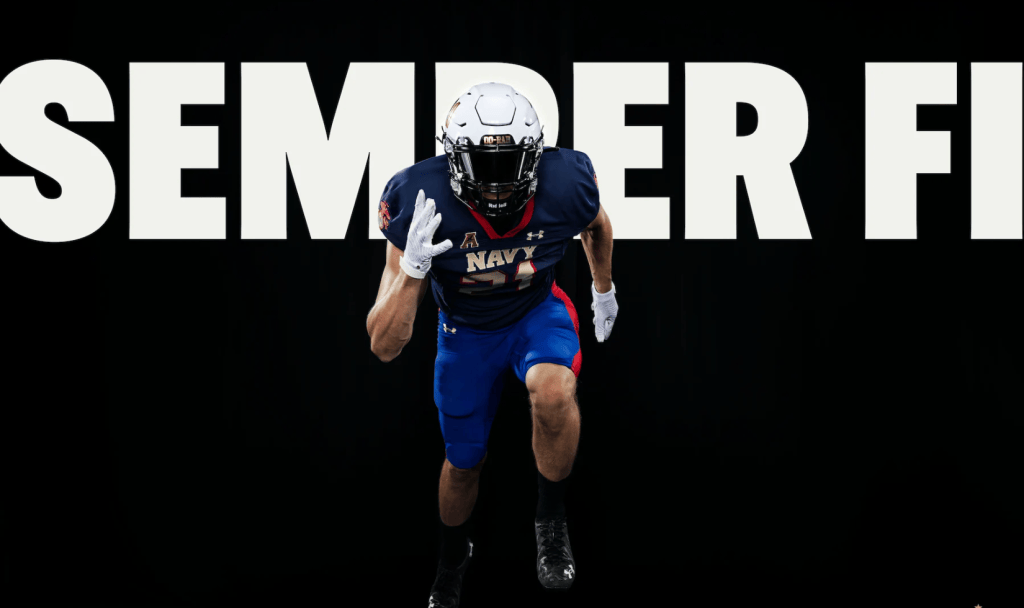 Naval Academy introduces Marine Corps dress blues football uniform