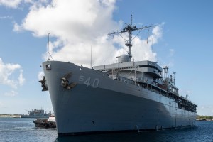 The US Navy’s aging submarine support ship Frank Cable completes sea trials