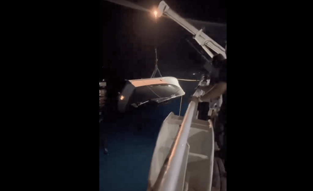 Harrowing video captures small boat mishap near USNS Comfort