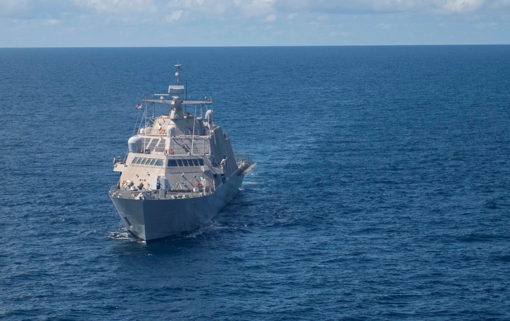 Broken littoral combat ship Detroit returns to sea on its own power