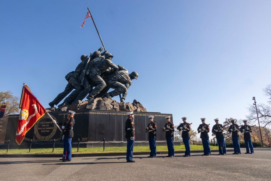 For marchers at Marine birthday parade, it comes down to muscle memory