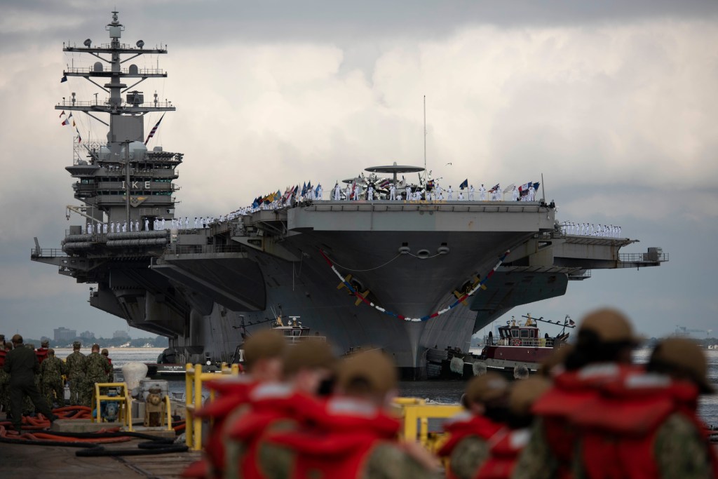 After a grueling deployment, the carrier Eisenhower gets set for a dubious ‘double pump’
