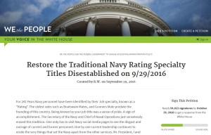 White House petition to restore Navy job titles near halfway mark